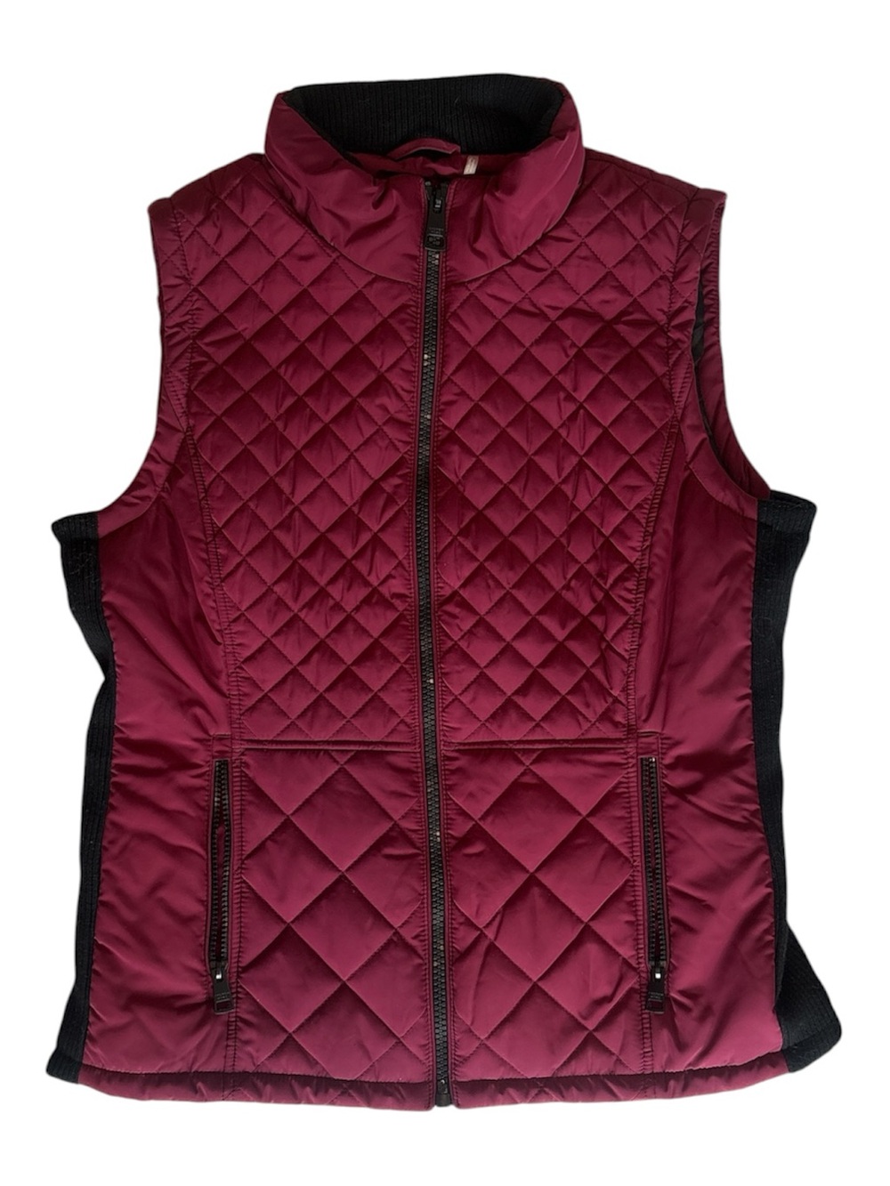 EUC Andrew Marc Puffer Vest Quilted Burgundy Women's L Vest Jacket